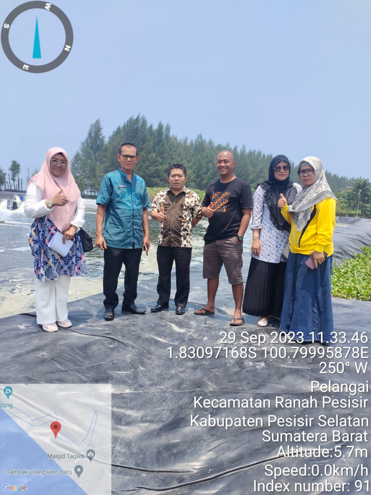 Inspeksi Lapangan tambak udang di Sungai Tunu Kec. Ranah Pesisir